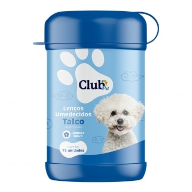 Lenços Umedecidos Club Pet Cães Talco com 75 unidades