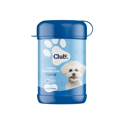 Lenços Umedecidos Club Pet Cães Talco com 75 unidades