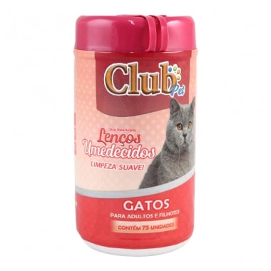 Lenços Umedecidos Club Pet Gatos Jasmin com 75 Unidades
