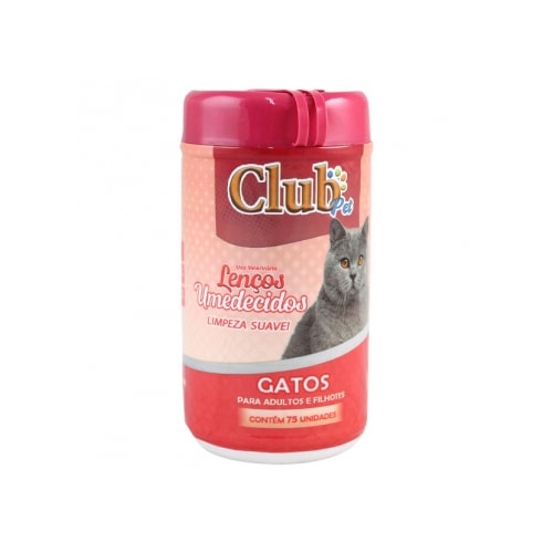 Lenços Umedecidos Club Pet Gatos Jasmin com 75 Unidades