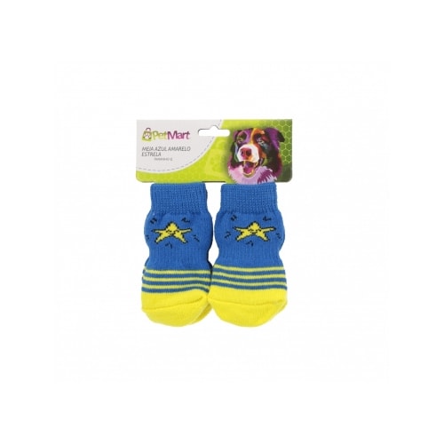 Meia Petmart Estrela Azul e Amarelo Media