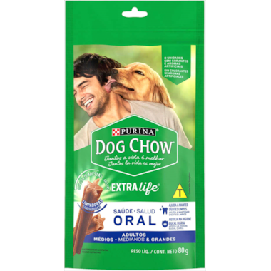 Petisco Dog Chow Oral Cães Raças Médias e Grandes 80g