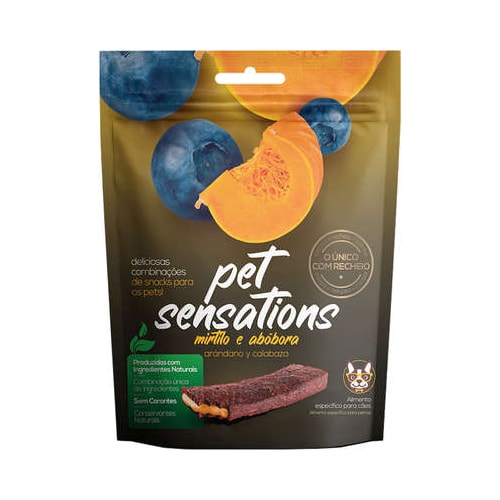 Petisco Petitos Pet Sensations Cães Mirtilo e Abóbora 65gr