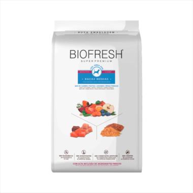 Ração Biofresh Light Mix Carnes e Frutas Cães Adultos Raças Médias 10,1kg