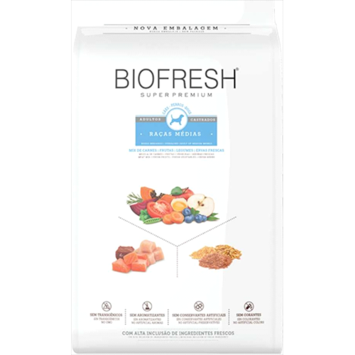Ração Biofresh Mix Carnes e Frutas Cães Adultos Castrados Raças Medias 10,1kg
