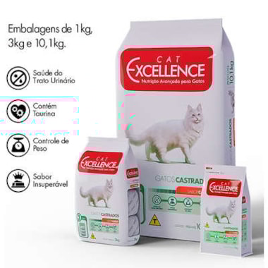 Ração Cat Excellence Carne Gatos Adultos Castrados 10,1kg
