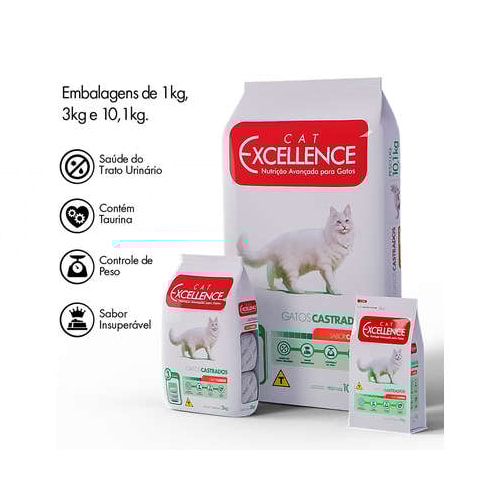 Ração Cat Excellence Carne Gatos Adultos Castrados 10,1kg