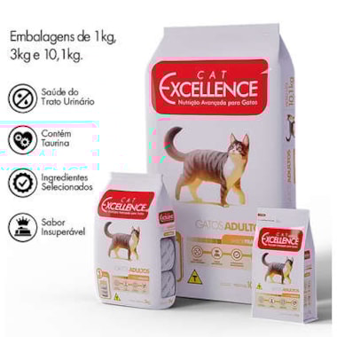 Ração Cat Excellence Frango Gatos Adultos 3kg