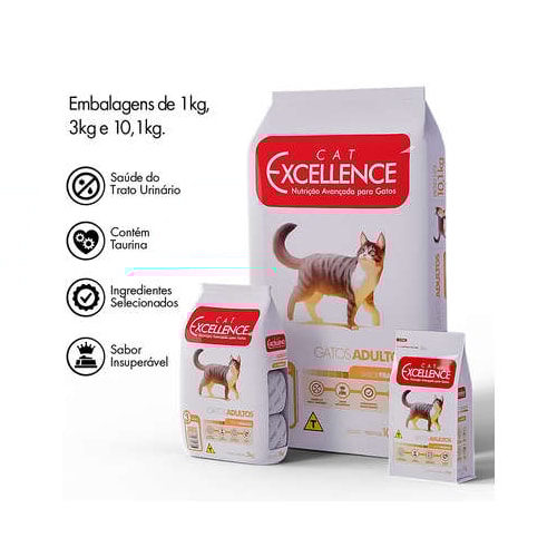 Ração Cat Excellence Frango Gatos Adultos 3kg