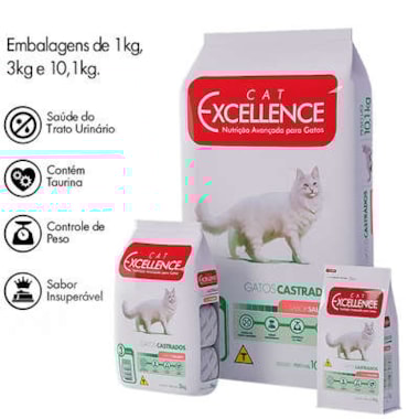 Ração Cat Excellence Salmão Gatos Adultos Castrados 10,1kg
