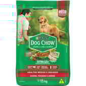 Ração Dog Chow Extralife Carne, Frango Arroz Cães Adultos Raças Medias 15kg
