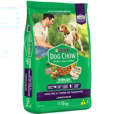 Ração Dog Chow Extralife Frango Arroz Cães Sênior +7 15kg