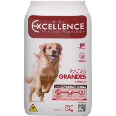 Ração Dog Excellence Cordeiro Arroz Cães Adultos Raças Grandes 15kg