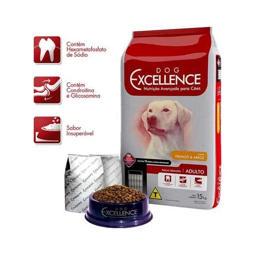 Ração Dog Excellence Frango Arroz Cães Adultos Raças Grandes 15kg