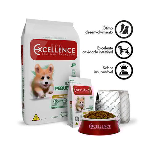 Ração Dog Excellence Frango Arroz Cães Filhotes Raças Pequenas 10,1kg