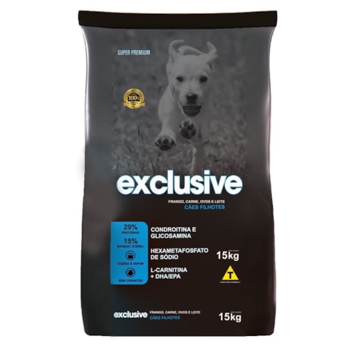 Ração Exclusive Pet Super Premium Cães Filhotes 15kg