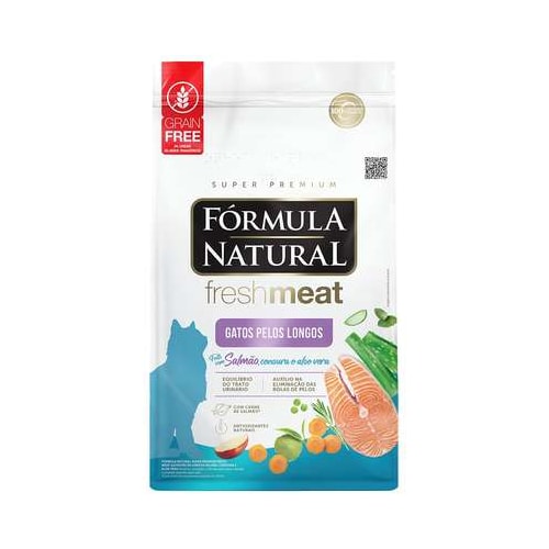 Ração Formula Natural Fresh Meat Salmão Pelo Longo Gatos 1kg