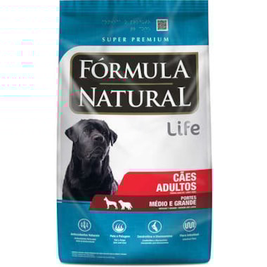 Ração Formula Natural Life Cães Adultos Raças Media e Grandes 15kg