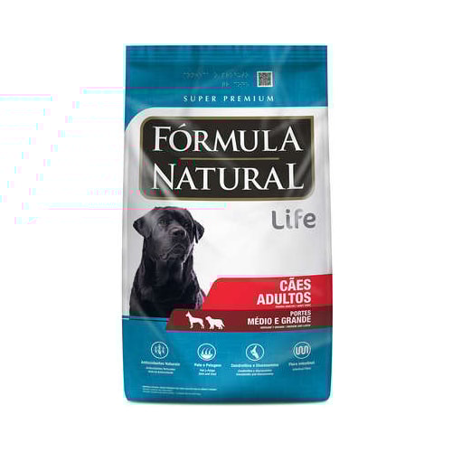 Ração Formula Natural Life Cães Adultos Raças Media e Grandes 15kg