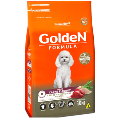 Ração Golden Formula Carne Arroz Cães Adultos Raças Pequenas 3kg