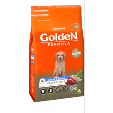 Ração Golden Formula Carne Arroz Cães Filhotes 3kg