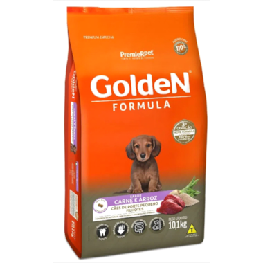 Ração Golden Formula Carne Arroz Cães Filhotes Raças Pequenas 10,1kg