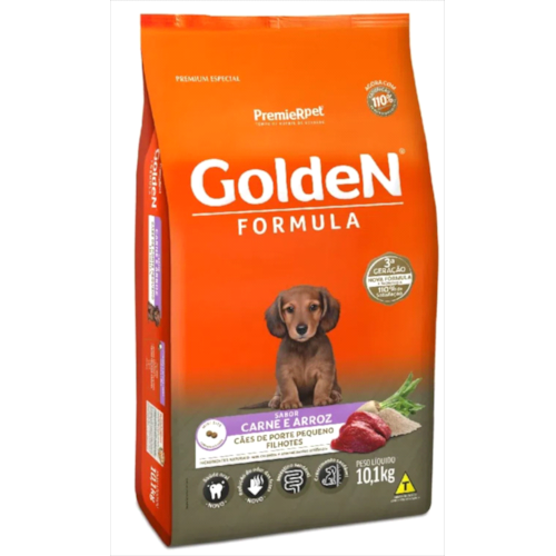 Ração Golden Formula Carne Arroz Cães Filhotes Raças Pequenas 10,1kg