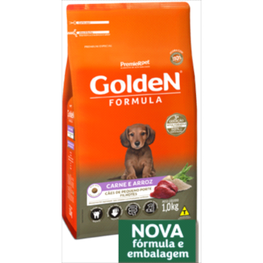 Ração Golden Formula Carne Arroz Cães Filhotes Raças Pequenas 1kg