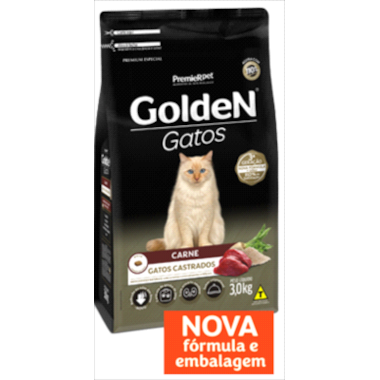 Ração Golden Formula Carne Gatos Adultos Castrados 3kg