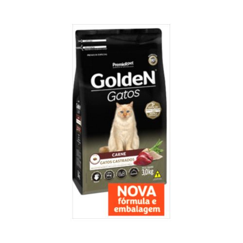 Ração Golden Formula Carne Gatos Adultos Castrados 3kg