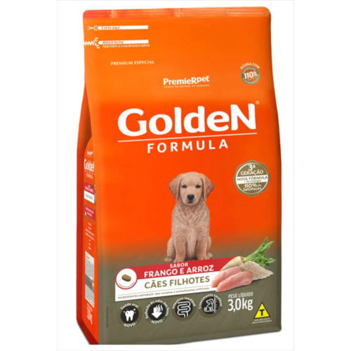 Ração Golden Formula Frango Arroz Cães Filhotes 3kg