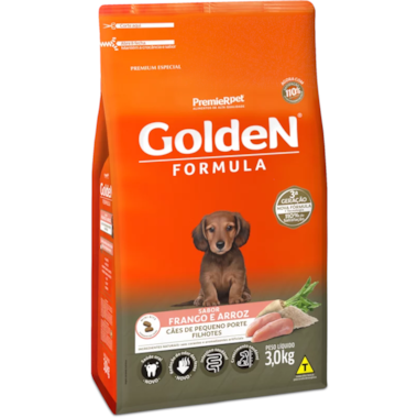 Ração Golden Formula Frango Arroz Cães Filhotes Raças Pequenas 3kg