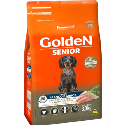Ração Golden Formula Frango Arroz Cães Sênior Raças Pequenas 3kg