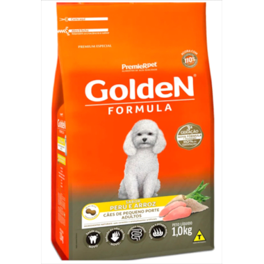 Ração Golden Formula Peru Arroz Cães Adultos Raças Pequenas 1kg