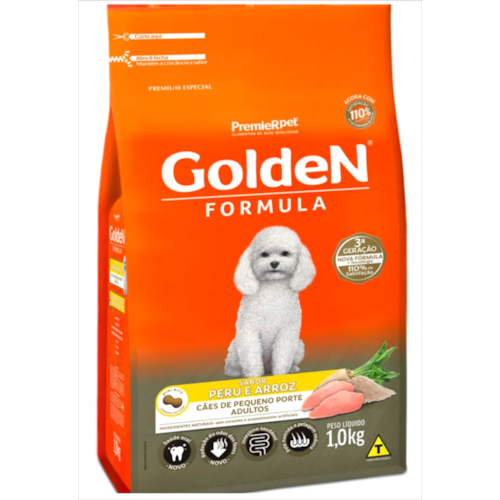 Ração Golden Formula Peru Arroz Cães Adultos Raças Pequenas 1kg