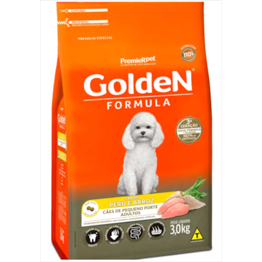 Ração Golden Formula Peru Arroz Cães Adultos Raças Pequenas 3kg