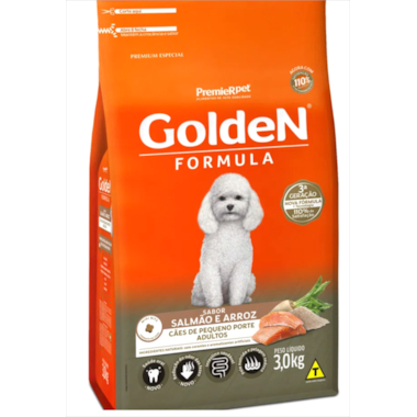 Ração Golden Formula Salmão Arroz Cães Adultos Raças Pequenas 3kg