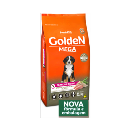 Ração Golden Mega Frango Arroz Cães Filhotes 15kg