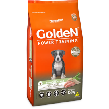 Ração Golden Power Training Frango Arroz Cães Filhotes 15kg