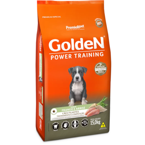 Ração Golden Power Training Frango Arroz Cães Filhotes 15kg