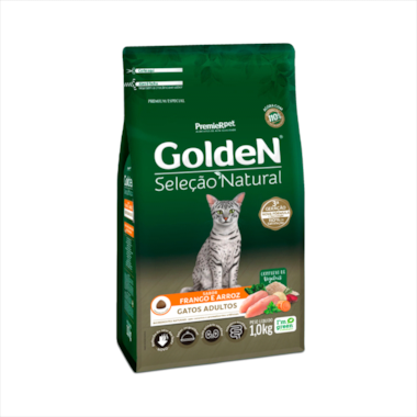 Ração Golden Seleção Natural Frango Arroz Gatos Adultos 1kg