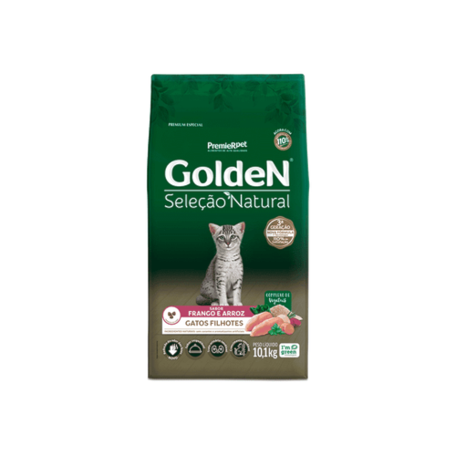 Ração Golden Seleção Natural Frango Arroz Gatos Filhotes 10,1kg