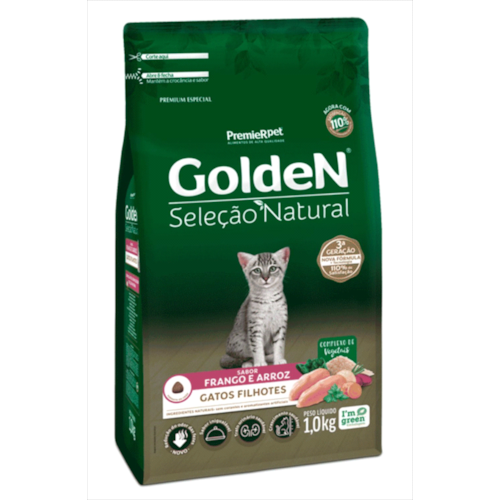 Ração Golden Seleção Natural Frango Arroz Gatos Filhotes 1kg