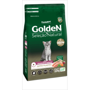Ração Golden Seleção Natural Frango Arroz Gatos Filhotes 3kg
