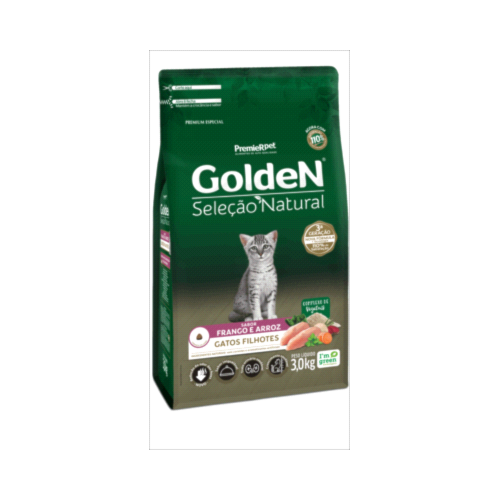 Ração Golden Seleção Natural Frango Arroz Gatos Filhotes 3kg