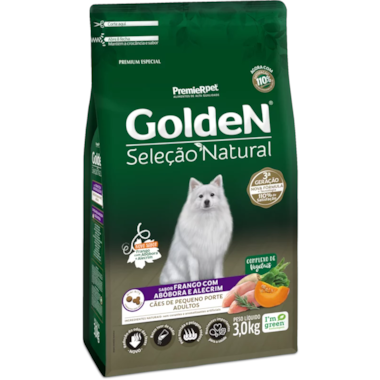 Ração Golden Seleção Natural Frango e Abobora Cães Adulto Raça Pequena 3kg
