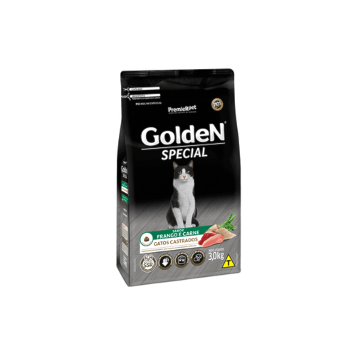 Ração Golden Special Frango e Carne Gatos Castrados 3kg