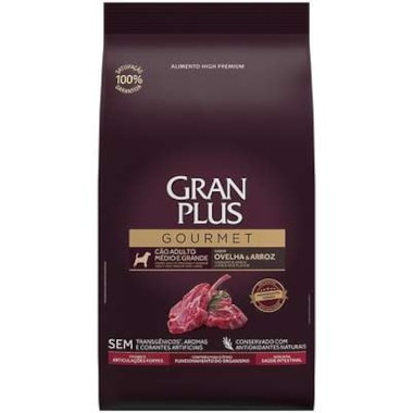 Ração Gran Plus Gourmet Ovelha Arroz Cães Adultos Raças Medias 3kg