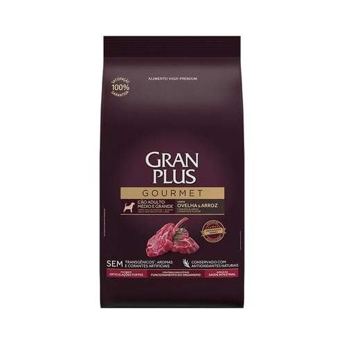 Ração Gran Plus Gourmet Ovelha Arroz Cães Adultos Raças Medias 3kg