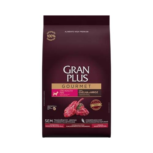 Ração Gran Plus Gourmet Ovelha Arroz Cães Adultos Raças Minis 1kg